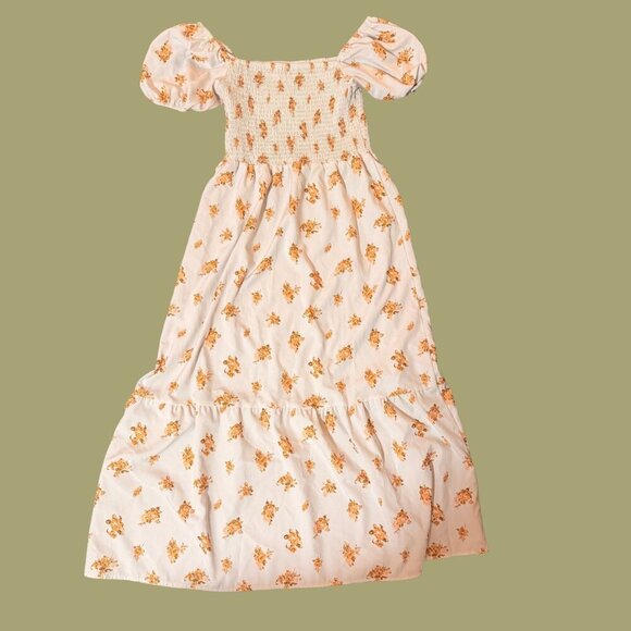 J.Crew Cream Floral Smocked Puff Sleeve Midi Dress – Size M - Picture 3 of 7